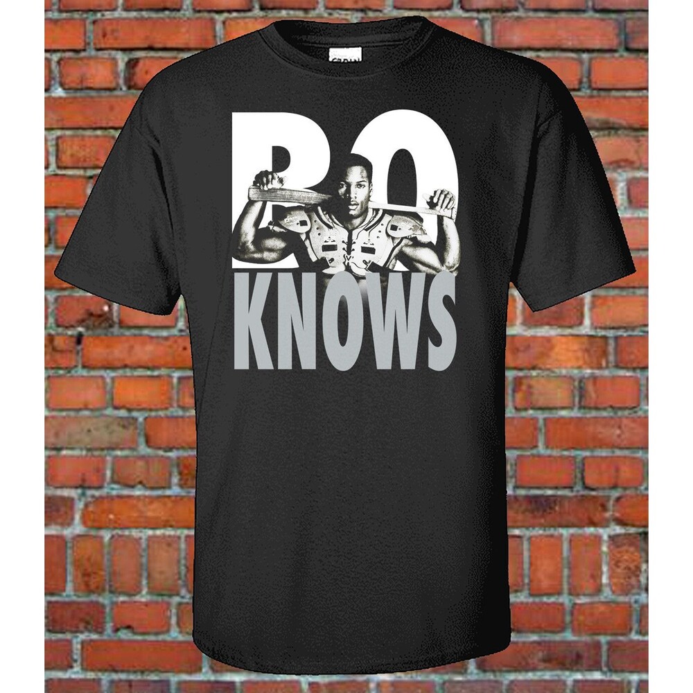 BO JACKSON BO KNOWS VINTAGE Inspired 90S STYLE GRAPHIC TEE BLACK HEAVY COTTON